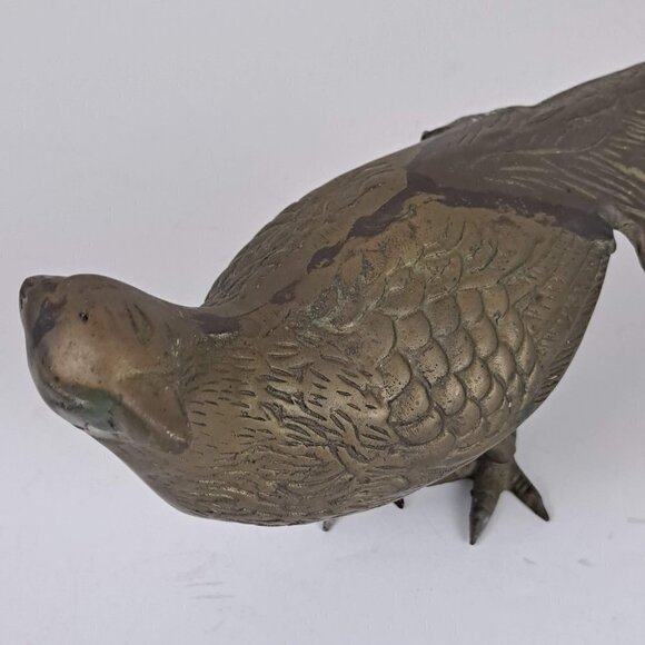 Brass Pheasant Bird Free Standing Carved Detail Vintage MCM Figurine - Picture 13 of 14